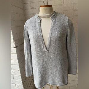 Vintage 90’s J. Jill Light Blue 100% SILK/ COTTON deep V-Neck Sweater